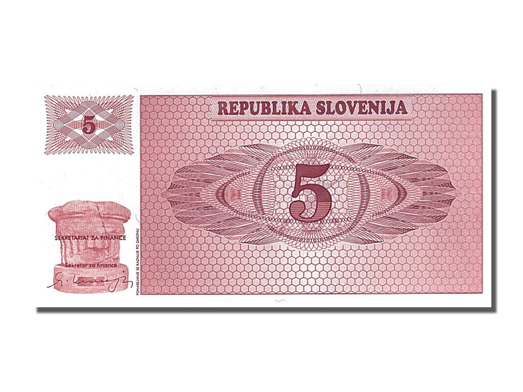 Banknot, Słowenia, 5 (Tolarjev), 1990, UNC(65-70)