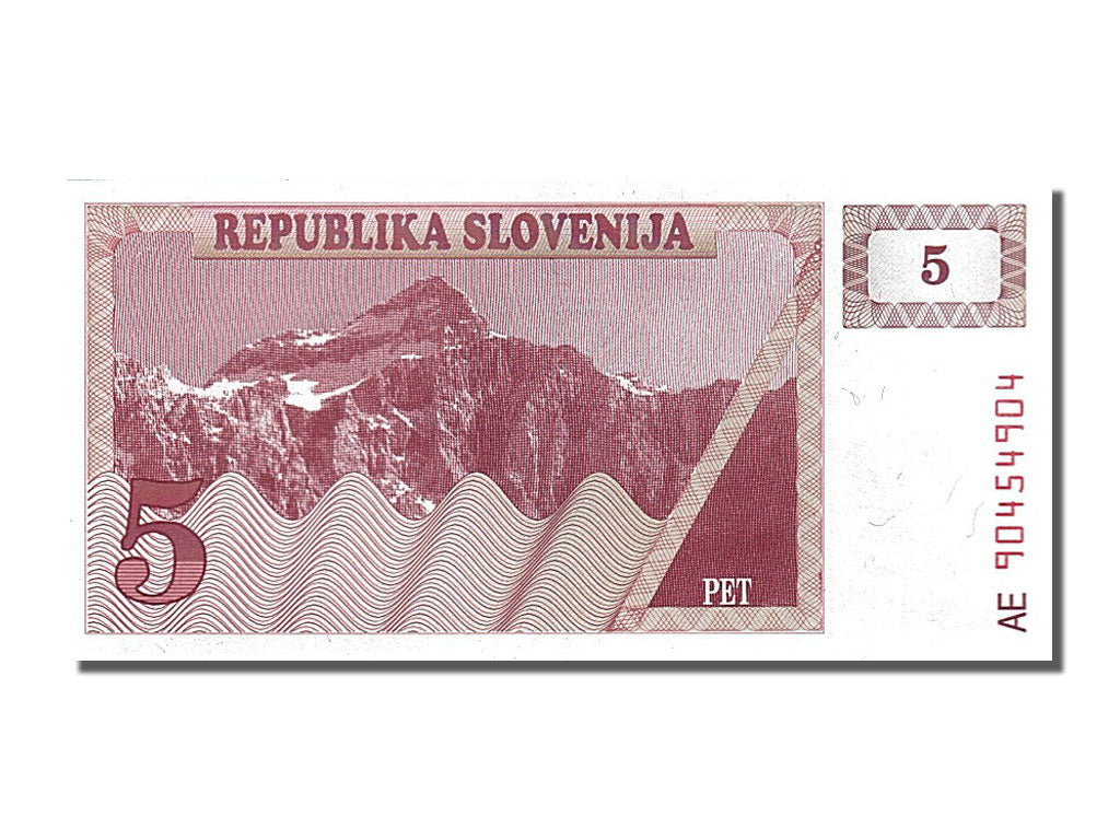 Banknot, Słowenia, 5 (Tolarjev), 1990, UNC(65-70)