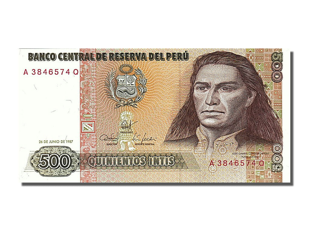 Banknote, Peru, 500 Intis, 1987, 1987-06-26, UNC(65-70)
