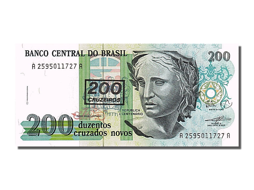 Banknote, Brazil, 200 Cruzeiros on 200 Cruzados Novos, 1990, UNC(65-70)