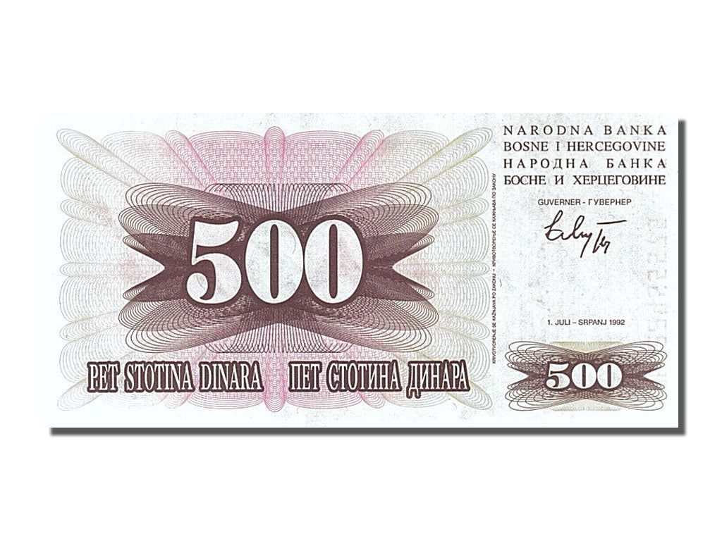 Banconote, Bosnia - Erzegovina, 500 Dinara, 1992, 1992-07-01, FDS