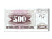 Biljet, Bosnië - Herzegovina, 500 Dinara, 1992, 1992-07-01, NIEUW