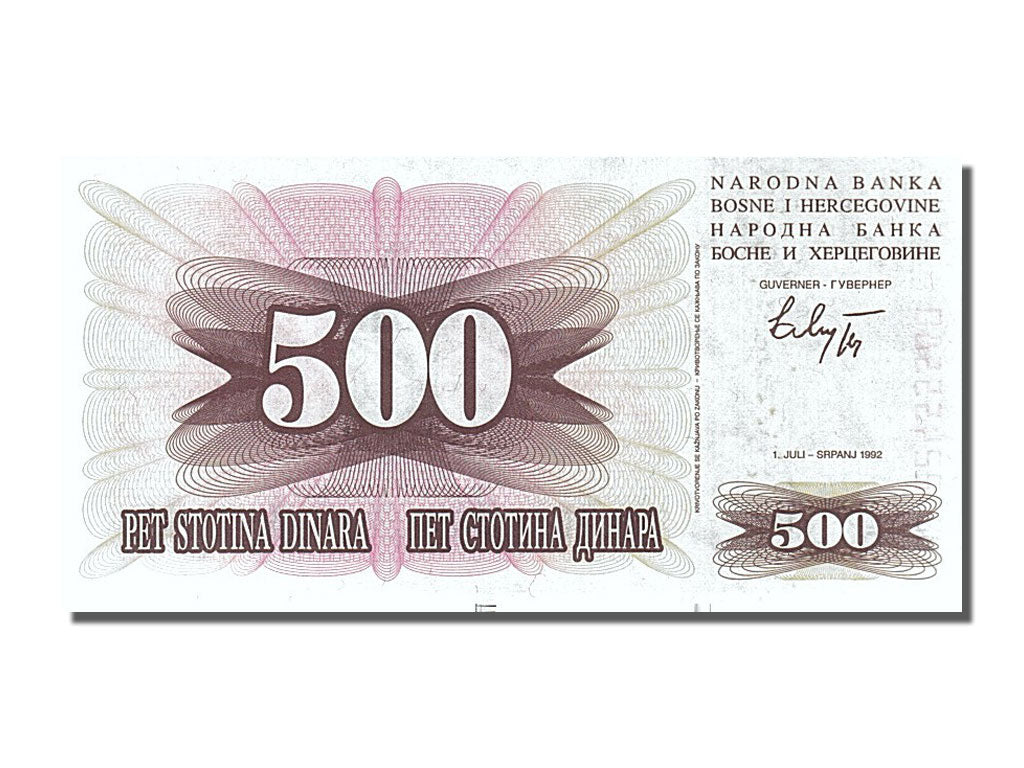 Banconote, Bosnia - Erzegovina, 500 Dinara, 1992, 1992-07-01, FDS