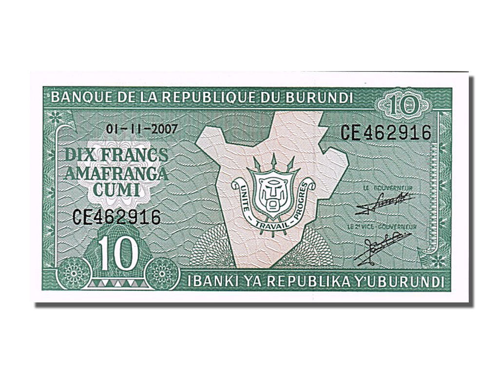 Banknote, Burundi, 10 Francs, 2007, 2007-11-01, UNC(65-70)