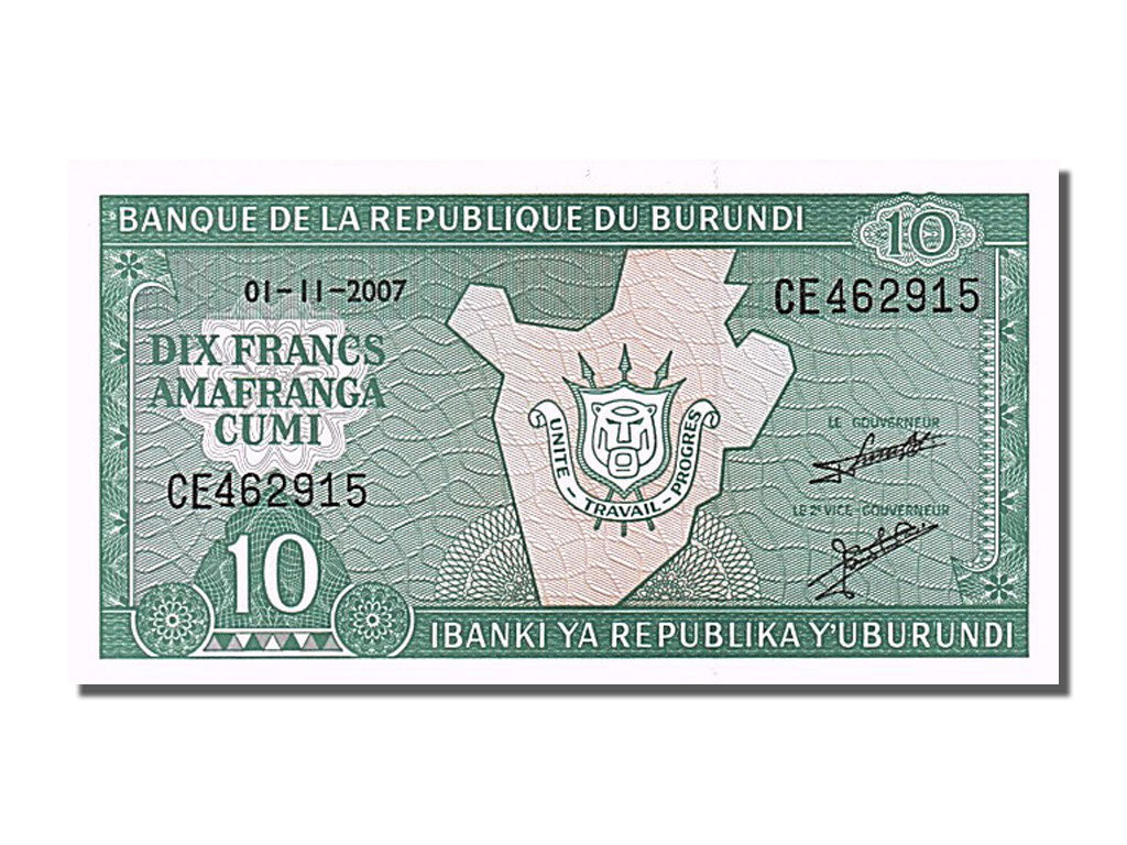Billete, 10 Francs, 2007, Burundi, 2007-11-01, UNC