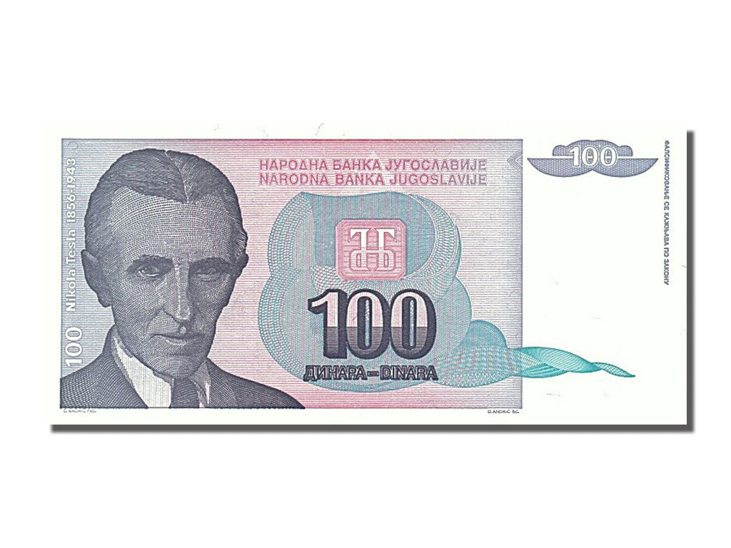 Banconote, Iugoslavia, 100 Dinara, 1994, FDS