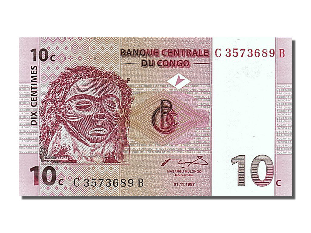 Banknote, Congo Democratic Republic, 10 Centimes, 1997, 1997-11-01, UNC(65-70)