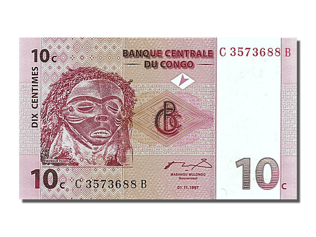 Banknote, Congo Democratic Republic, 10 Centimes, 1997, 1997-11-01, UNC(65-70)
