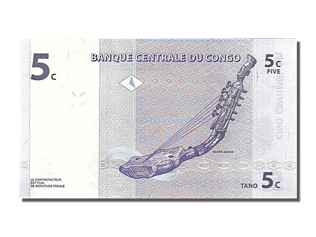 Banknote, Congo Democratic Republic, 5 Centimes, 1997, 1997-11-01, UNC(65-70)