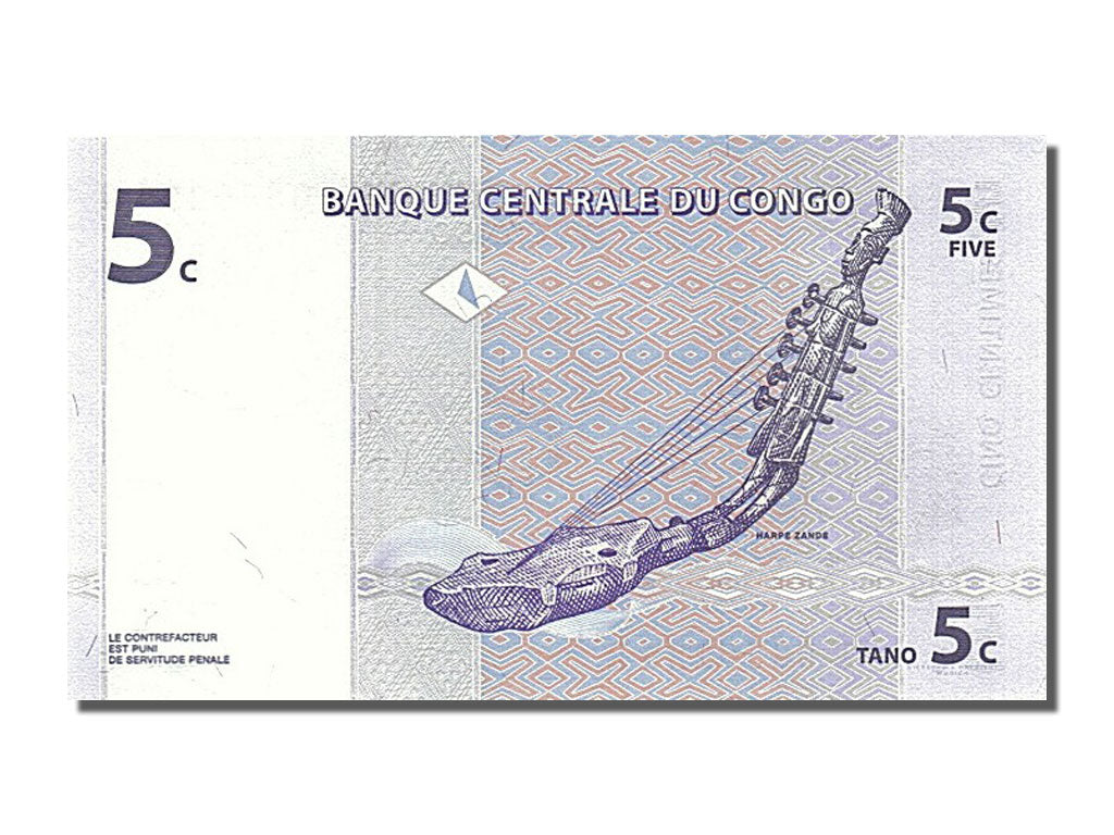 Banknote, Congo Democratic Republic, 5 Centimes, 1997, 1997-11-01, UNC(65-70)