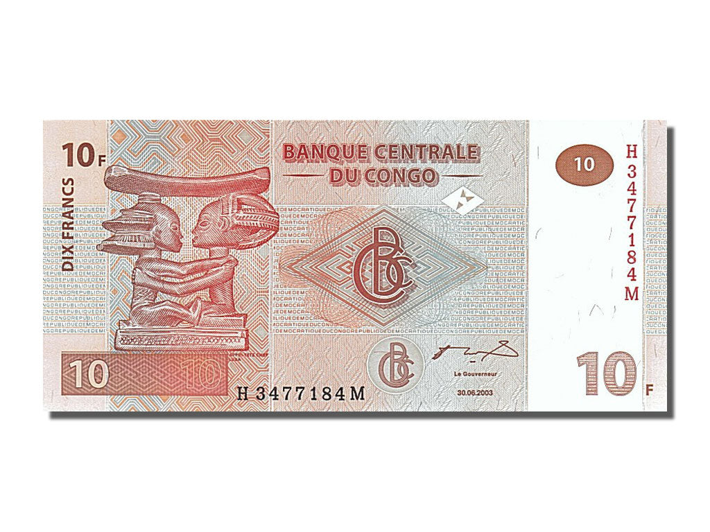Banknote, Congo Democratic Republic, 10 Francs, 2003, 2003-06-30, UNC(65-70)