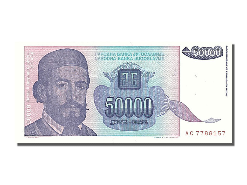 Banconote, Iugoslavia, 50,000 Dinara, 1993, FDS