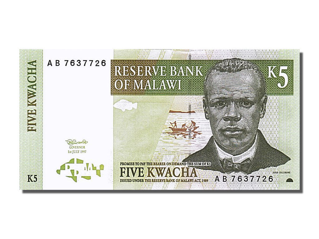 Geldschein, Malawi, 5 Kwacha, 1997, 1997-07-01, UNZ-