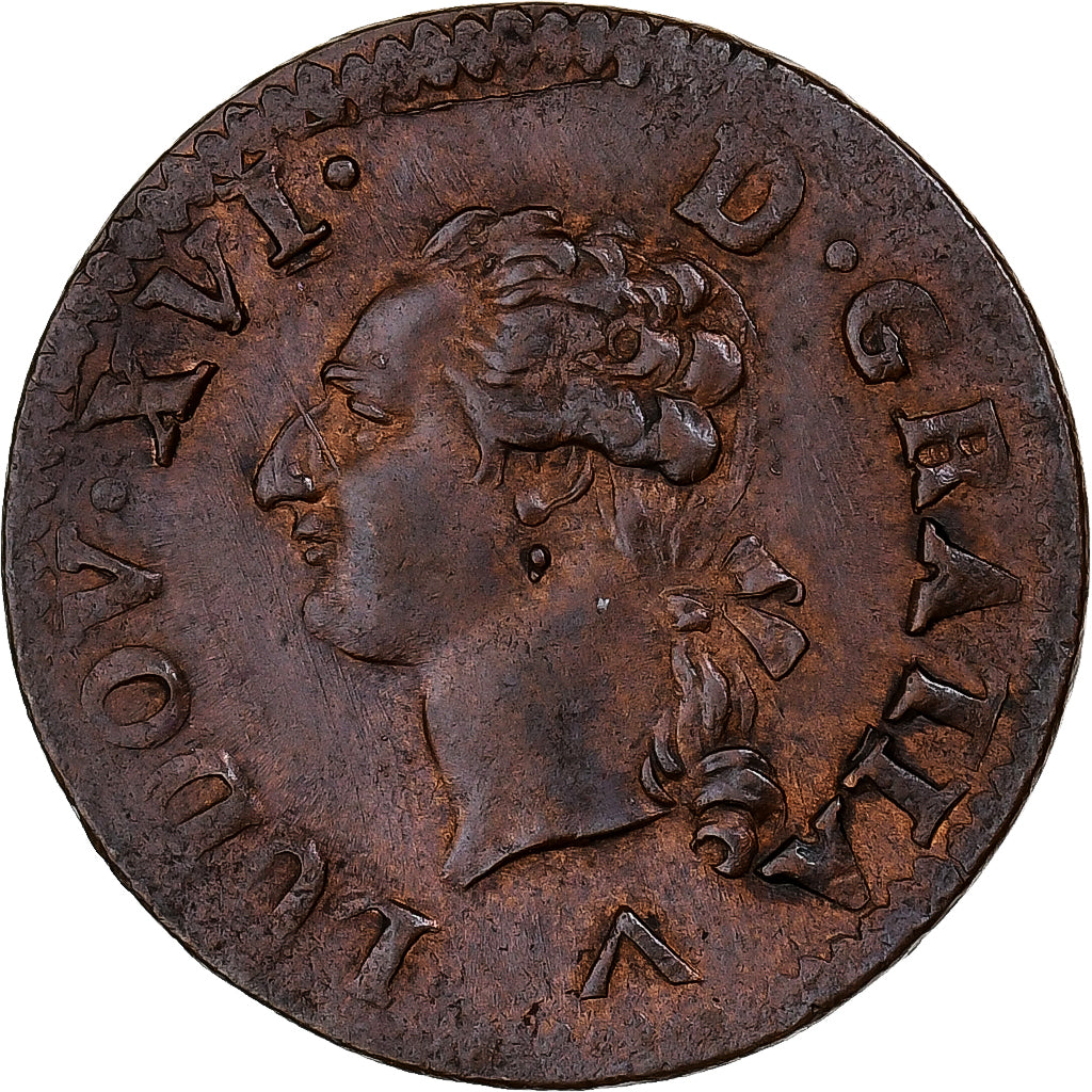 France, Louis XVI, Liard, 1778, Lille, Copper, AU(50-53), Gadoury:349