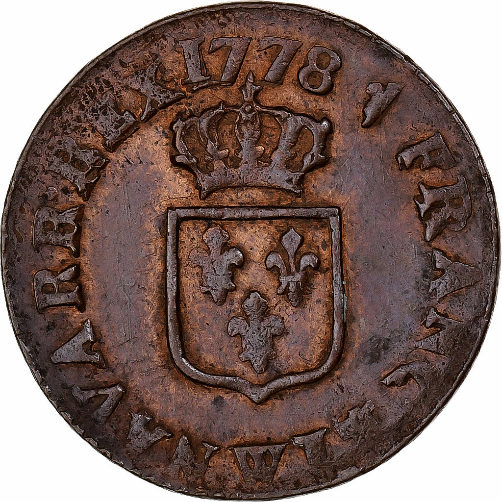 France, Louis XVI, Liard, 1778, Lille, Copper, AU(50-53), Gadoury:349