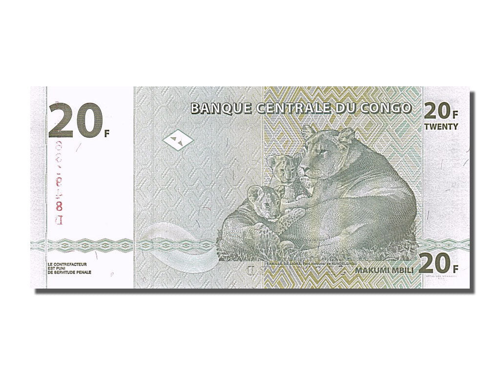 Banknot, Republika Demokratyczna Konga, 20 Francs, 2003, 2003-06-30, UNC(65-70)