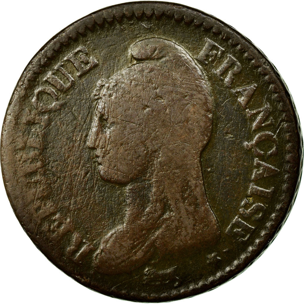 Frankrijk, Decime, Dupré, 1798, Lyon, Bronzen, ZG+, Gadoury:187