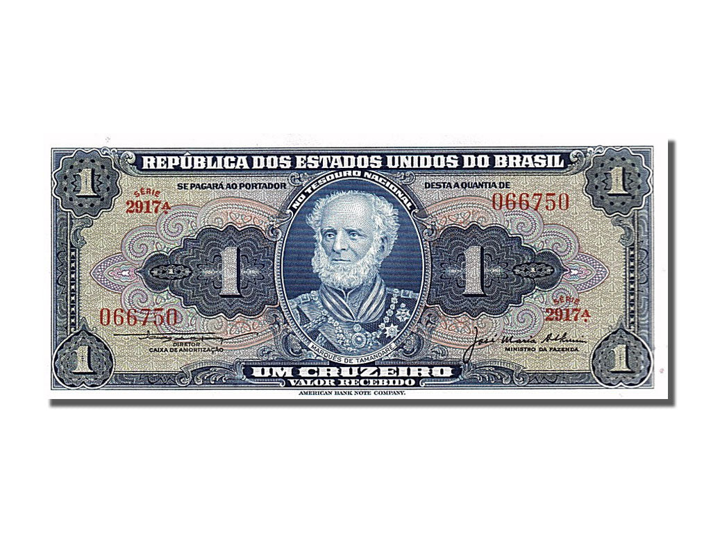 Banknote, Brazil, 1 Cruzeiro, 1954, UNC(65-70)