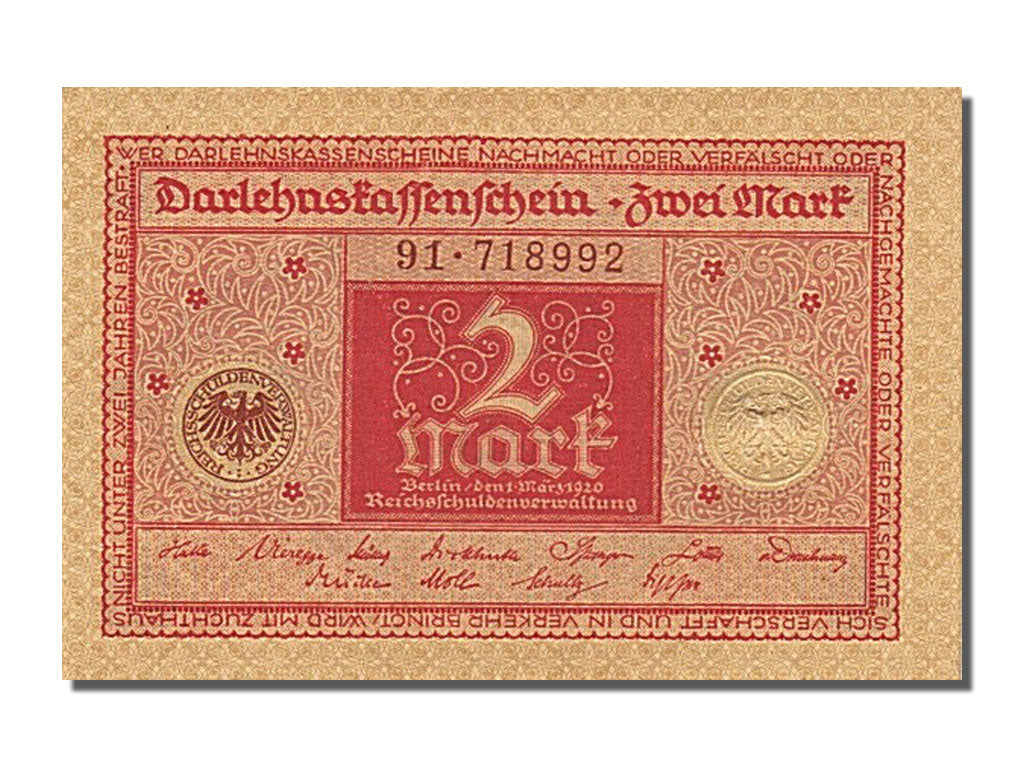 Banconote, Germania, 2 Mark, 1920, 1920-03-01, FDS