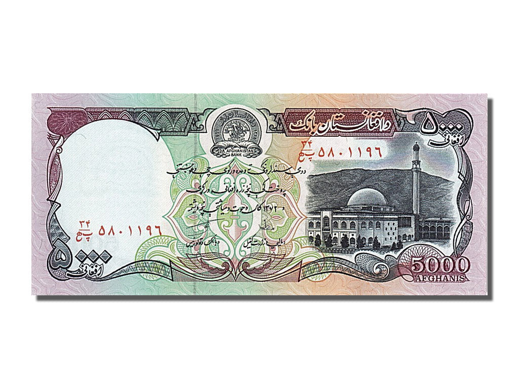 Banknote, Afghanistan, 5000 Afghanis, 1993, UNC(65-70)
