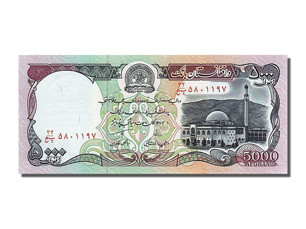 Billet, Afghanistan, 5000 Afghanis, 1993, NEUF