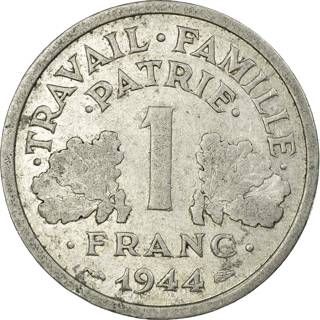France, 1 Franc, Bazor, 1944, Beaumont-Le-Roger, Aluminum, EF(40-45)