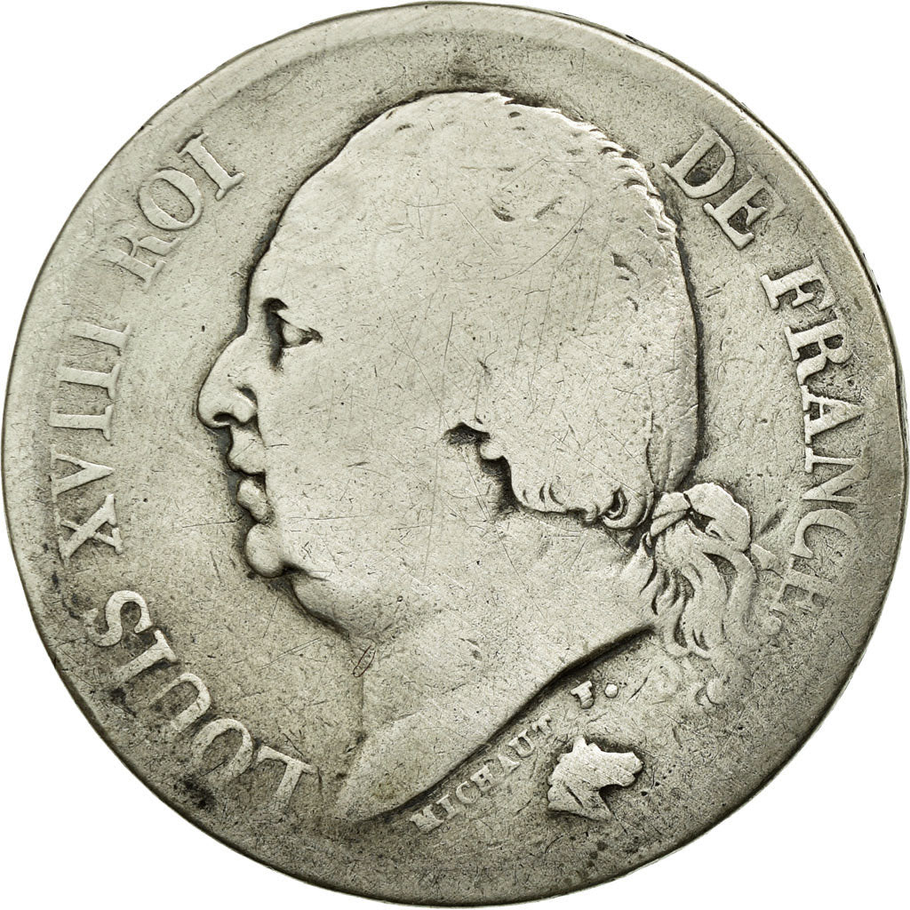 France, 2 Francs, Louis XVIII, 1824, Lille, Silver, F(12-15), Gadoury:513