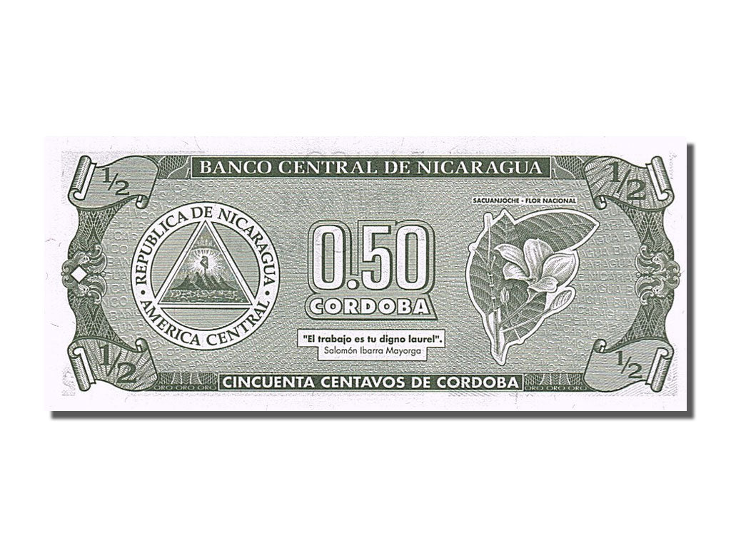 Banknote, Nicaragua, 1/2 Cordoba, 1992, UNC(65-70)