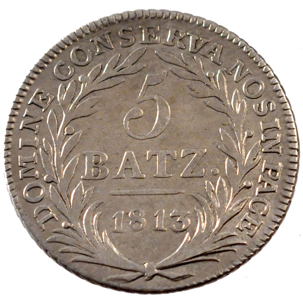 SWISS CANTONS, LUZERN, 5 Batzen, 1813, Silver, AU(50-53), KM:108