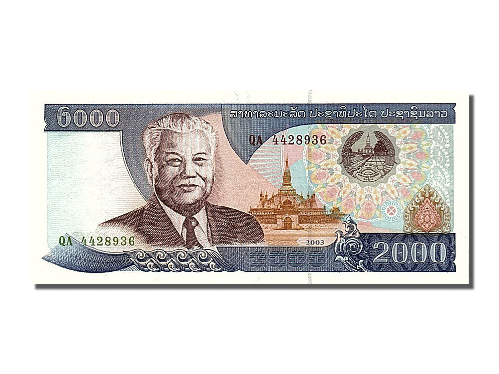 Biljet, Laos, 2000 Kip, 2003, NIEUW