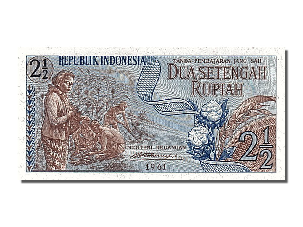 Billet, Indonésie, 2 1/2 Rupiah, 1961, NEUF