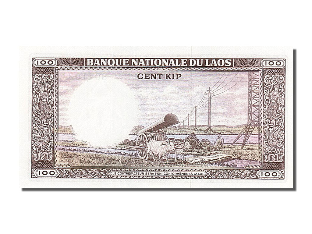 Biljet, Laos, 100 Kip, 1974, NIEUW
