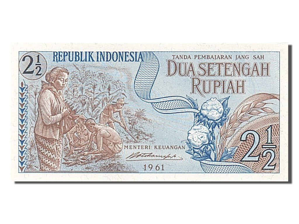 Billet, Indonésie, 2 1/2 Rupiah, 1961, NEUF