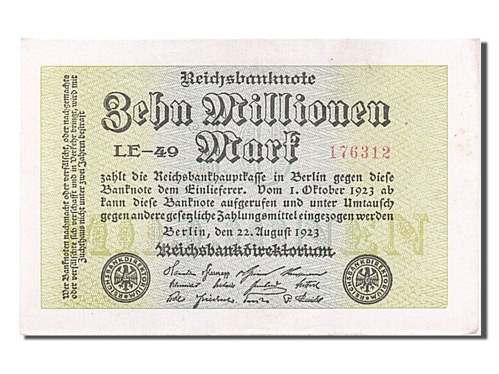 Banknote, Germany, 10 Millionen Mark, 1923, 1923-08-22, AU(55-58)
