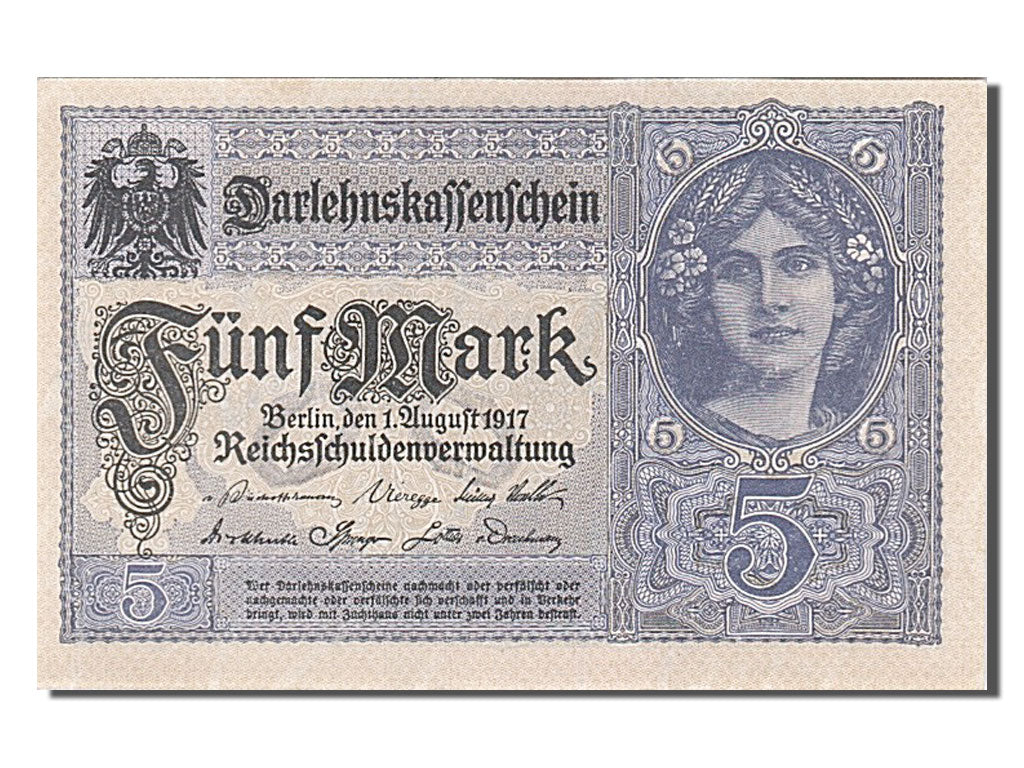 Geldschein, Deutschland, 5 Mark, 1917, 1917-08-01, UNZ-