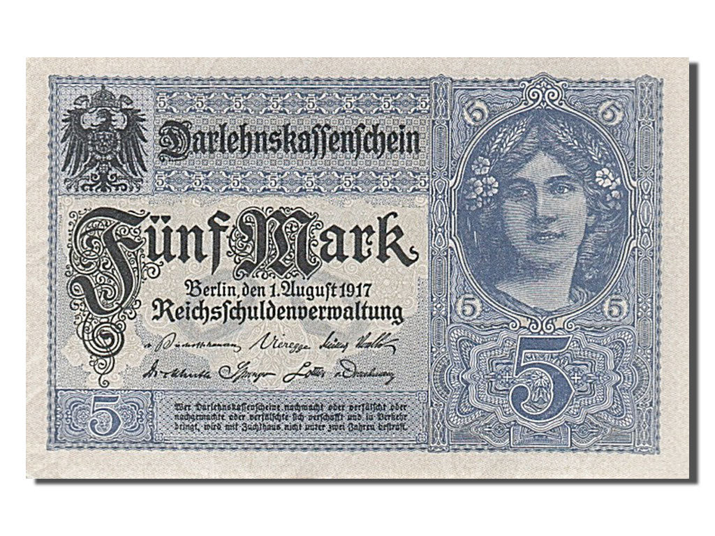 Billet, Allemagne, 5 Mark, 1917, 1917-08-01, SPL