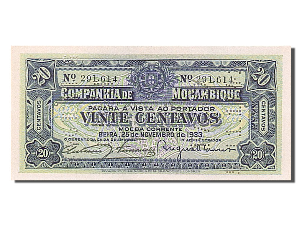Banknot, Mozambik, 20 Centavos, 1933, 1933-11-25, UNC(65-70)