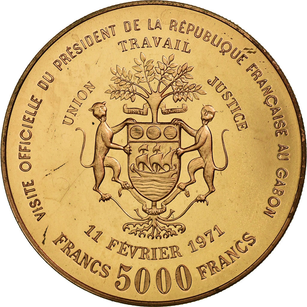 Gabon, 5000 Francs, 1971, Paris, Copper-Aluminum-Nickel, SUP+, KM:E5