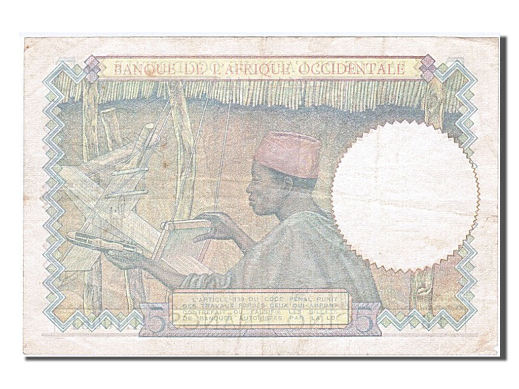 Banknote, French West Africa, 5 Francs, 1942, 1942-06-15, EF(40-45)