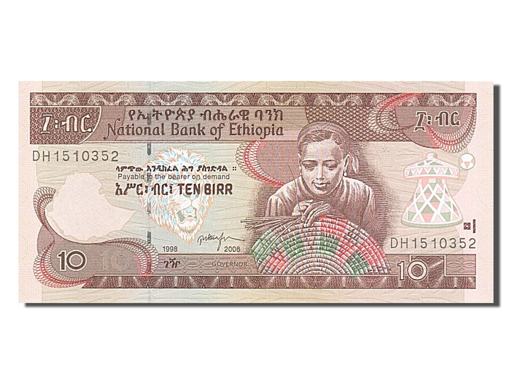Billet, Éthiopie, 10 Birr, 1998, NEUF