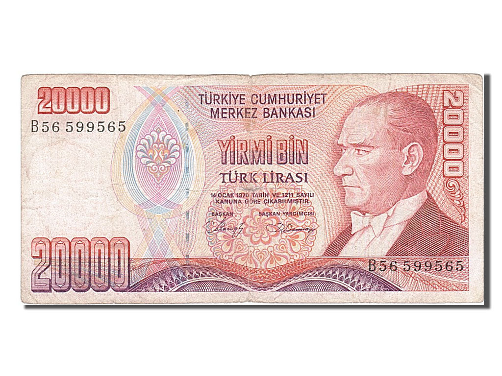 Biljet, Turkije, 20,000 Lira, 1988, TB+