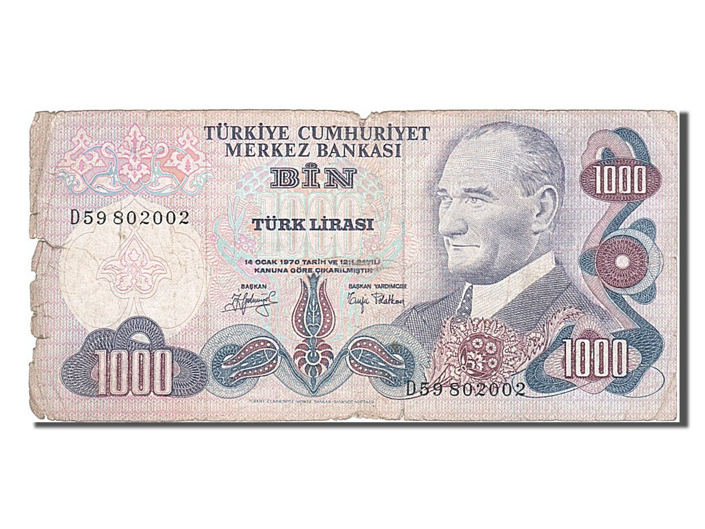 Billet, Turquie, 1000 Lira, 1970, 1970-01-14, TB