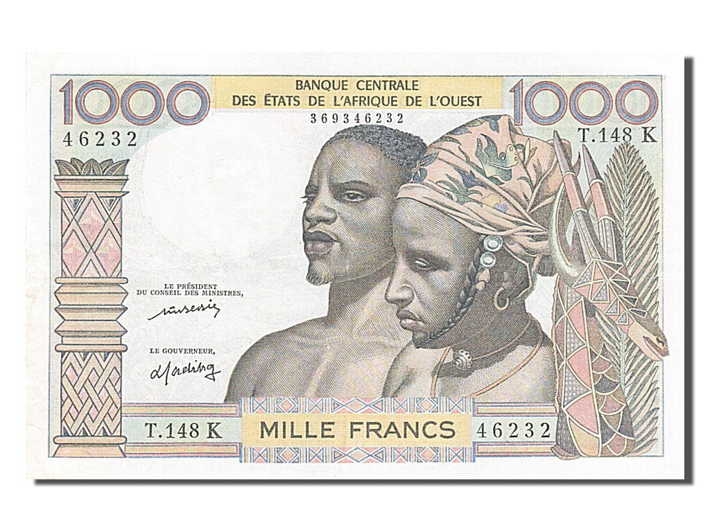 Banknote, West African States, 1000 Francs, 1959, AU(55-58)