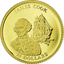 Liberia, 25 Dollars, James Cook, 2001, Gold, MS(65-70)