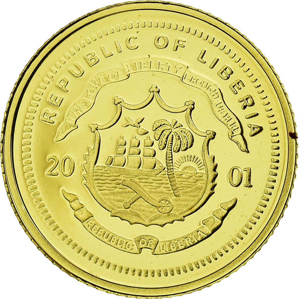Liberia, 25 Dollars, James Cook, 2001, Gold, MS(65-70)