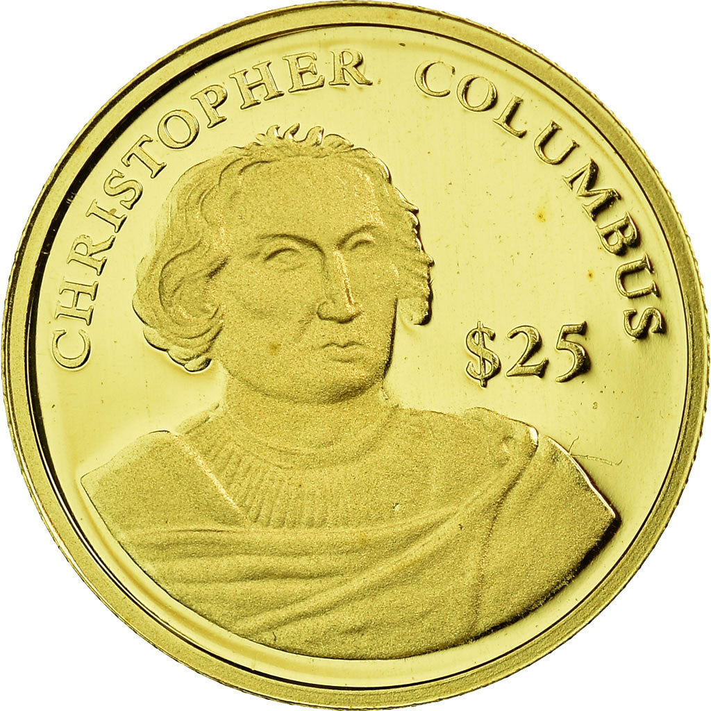 Liberia, 25 Dollars, Christophe Colomb, 2000, American Mint, Oro, FDC, KM:626