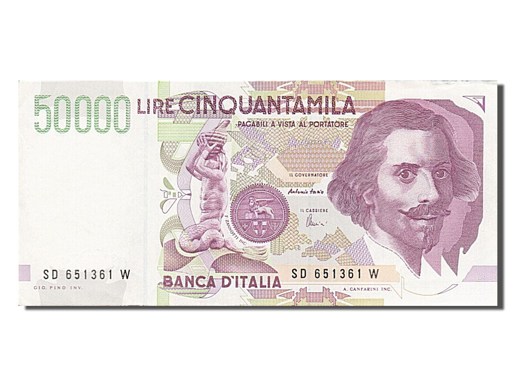 Biljet, Italië, 50,000 Lire, 1992, SUP