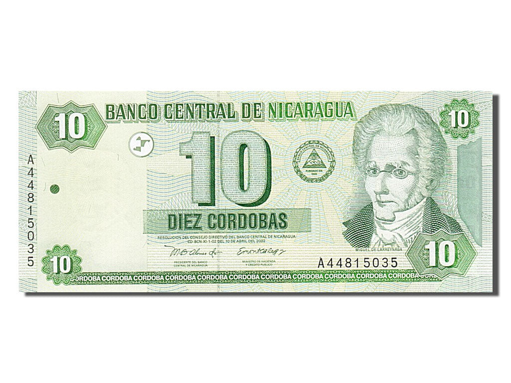 Banknote, Nicaragua, 10 Cordobas, 2002, UNC(65-70)