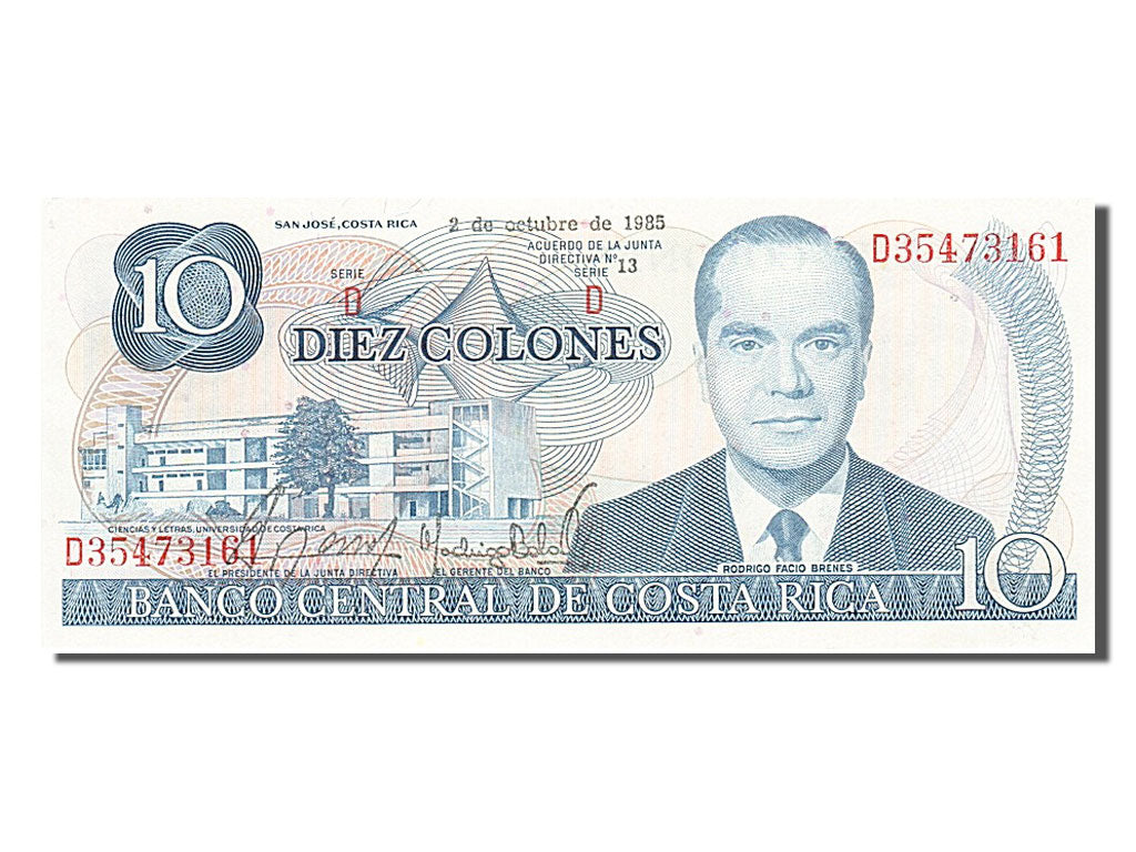 Banknote, Costa Rica, 10 Colones, 1985, 1985-10-02, UNC(65-70)