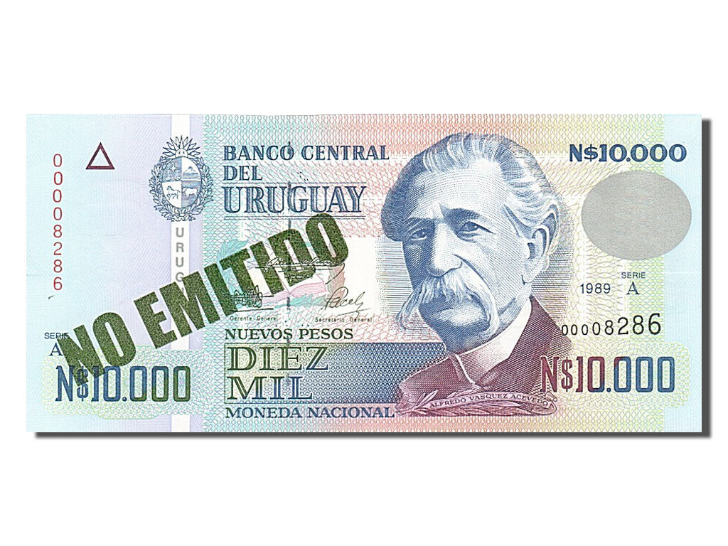 Banknote, Uruguay, 10,000 Nuevos Pesos, 1989, UNC(65-70)